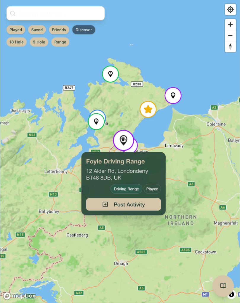 Caddy Golf Map Interface
